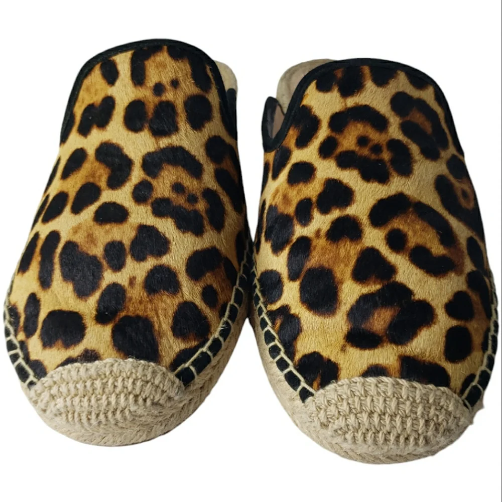 J. Crew Leopard Print Espadrille Mules in Brown and Black